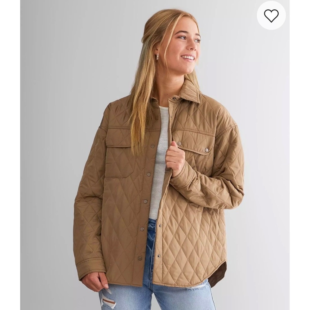 NWOT BKE Quilted Lightweight‎ Shacket Jacket Portabella Tan Brown Women's Small